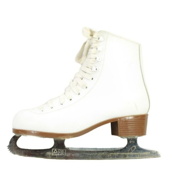 Unbranded Shoes - *Unbranded White Leather Lace Up Blade Guard Figure Ice Skates Shoes Size 9